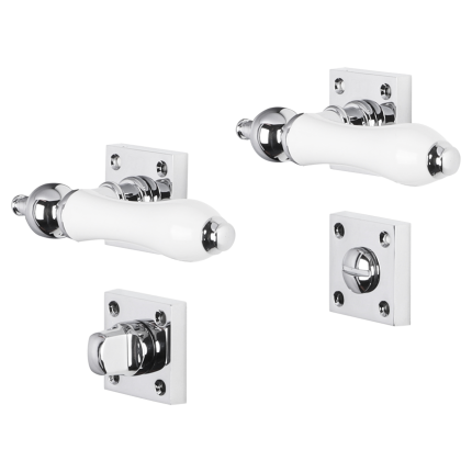 Impresso Brisbane deurkruk op rozet met schroeven 53x53x9mm Chroom met toiletgarnituur