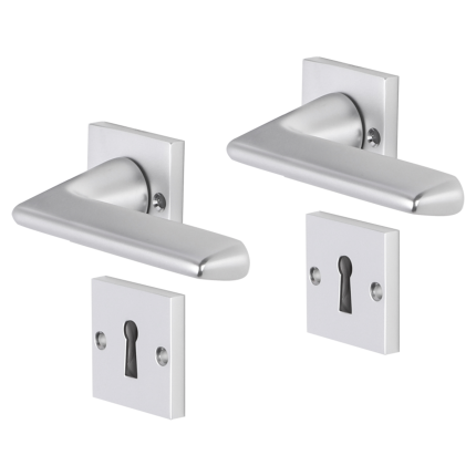 Impresso Bristol deurkruk op rozet met schroeven 53x53x9mm Aluminium met sleutelrozet