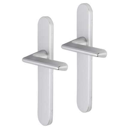Impresso Bristol deurkruk op schild afgerond 225x41x10mm blind Aluminium