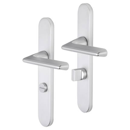Impresso Bristol deurkruk op schild afgerond 225x41x10mm WC63/8 Aluminium