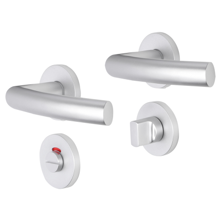 Impresso Burton deurkruk op rozet 53x9mm Aluminium met toiletgarnituur