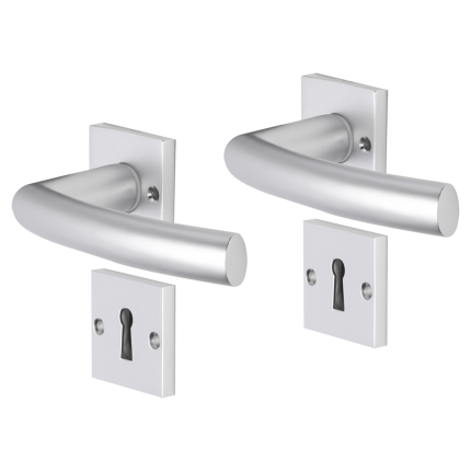 Impresso Burton deurkruk op rozet met schroeven 53x53x9mm Aluminium met sleutelrozet