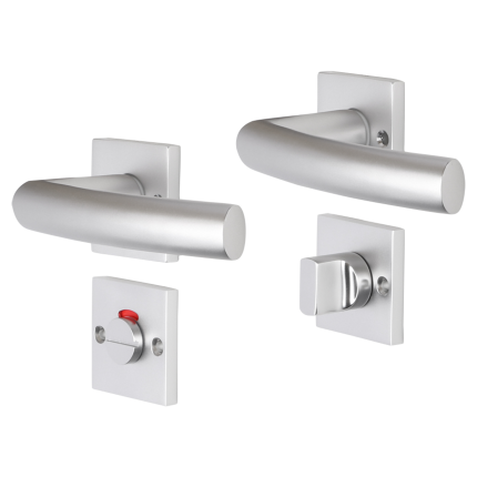Impresso Burton deurkruk op rozet met schroeven 53x53x9mm Aluminium met toiletgarnituur