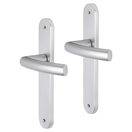 Impresso Burton deurkruk op schild met schroeven afgerond 225x41x10mm Aluminium