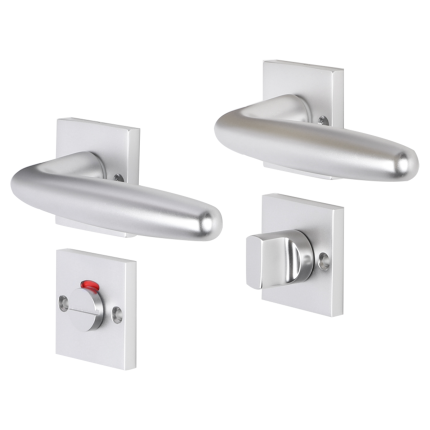Impresso Cambridge deurkruk op rozet met schroeven 53x53x9mm Aluminium met toiletgarnituur