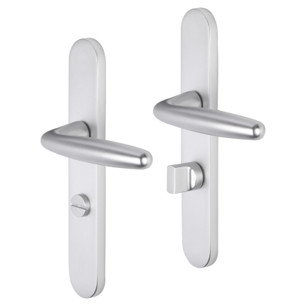 Impresso Cambridge deurkruk op schild afgerond 225x41x10mm WC63/8 Aluminium