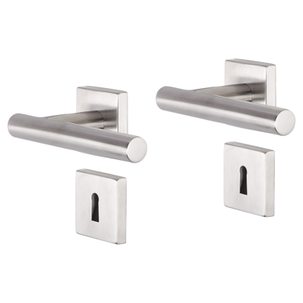 Impresso Chelsea deurkruk op rozet 53x53x9mm RVS geborsteld met sleutelrozet