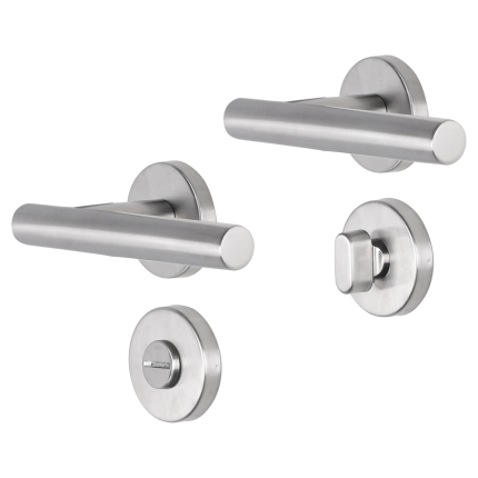 Impresso Chelsea deurkruk op rozet 53x9mm RVS geborsteld met toiletgarnituur