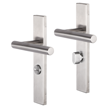 Impresso Chelsea deurkruk op schild rechthoekig 226x41x10mm WC63/8 RVS geborsteld