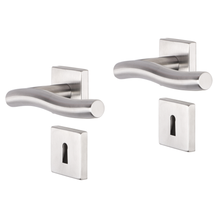Impresso Chester deurkruk op rozet 53x53x9mm RVS geborsteld met sleutelrozet