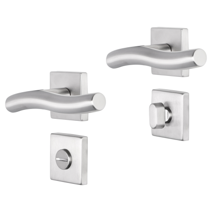 Impresso Chester deurkruk op rozet 53x53x9mm RVS geborsteld met toiletgarnituur
