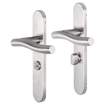 Impresso Chester deurkruk op schild afgerond 225x41x10mm WC63/8 RVS geborsteld