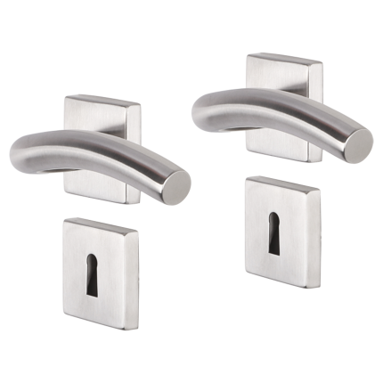 Impresso Conway deurkruk op rozet 53x53x9mm RVS geborsteld met sleutelrozet