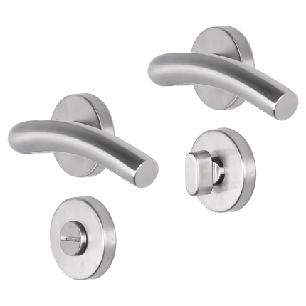 Impresso Conway deurkruk op rozet 53x9mm RVS geborsteld met toiletgarnituur