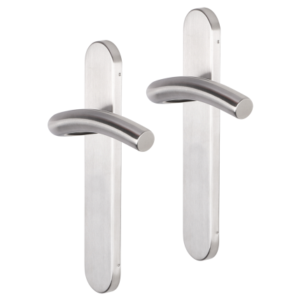 Impresso Conway deurkruk op schild afgerond 225x41x10mm RVS geborsteld