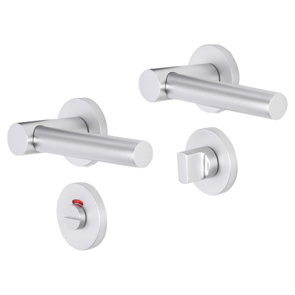 Impresso Dover deurkruk op rozet 53x9mm Aluminium met toiletgarnituur