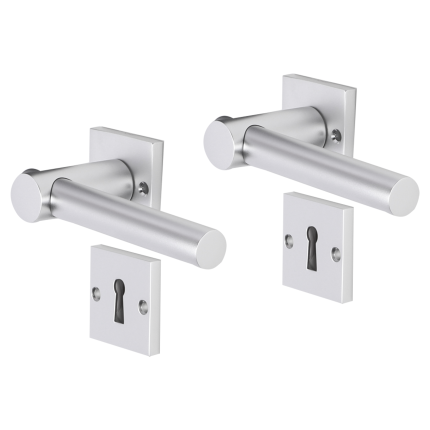 Impresso Dover deurkruk op rozet met schroeven 53x53x9mm Aluminium met sleutelrozet