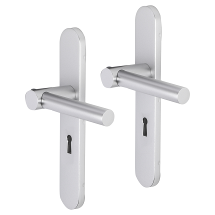 Impresso Dover deurkruk op schild afgerond 225x41x10mm BB56 Aluminium