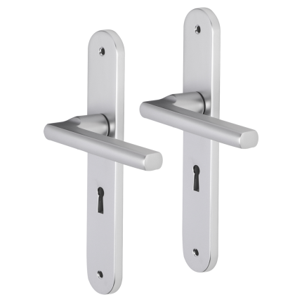 Impresso Dover deurkruk op schild met schroeven afgerond 225x41x10mm BB56 Aluminium