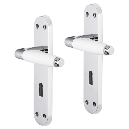 Impresso Durban deurkruk op schild met schroeven afgerond 225x41x10mm BB56 Chroom