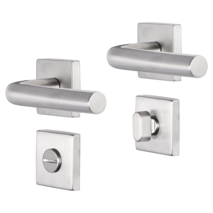 Impresso Dursley deurkruk op rozet 53x53x9mm RVS geborsteld met toiletgarnituur