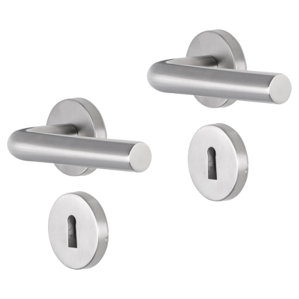 Impresso Dursley deurkruk op rozet 53x9mm RVS geborsteld met sleutelrozet