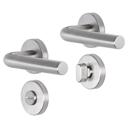 Impresso Dursley deurkruk op rozet 53x9mm RVS geborsteld met toiletgarnituur
