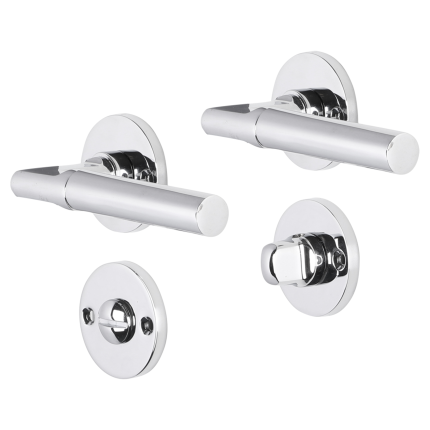 Impresso Galway deurkruk op rozet 53x9mm Chroom met toiletgarnituur