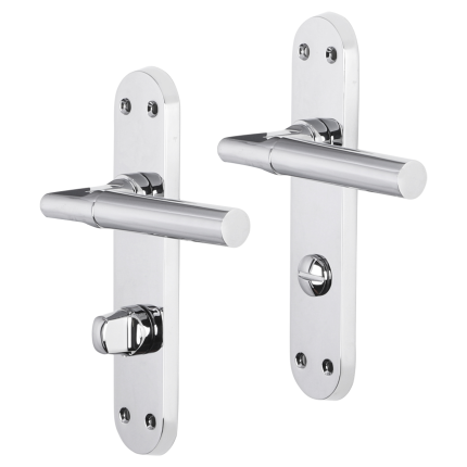 Impresso Galway deurkruk op schild met schroeven afgerond 225x41x10mm WC63/8 Chroom