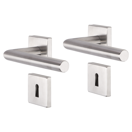 Impresso Harrow deurkruk op rozet 53x53x9mm RVS geborsteld met sleutelrozet