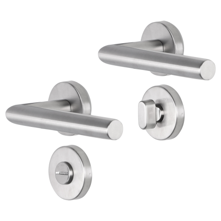 Impresso Harrow deurkruk op rozet 53x9mm RVS geborsteld met toiletgarnituur