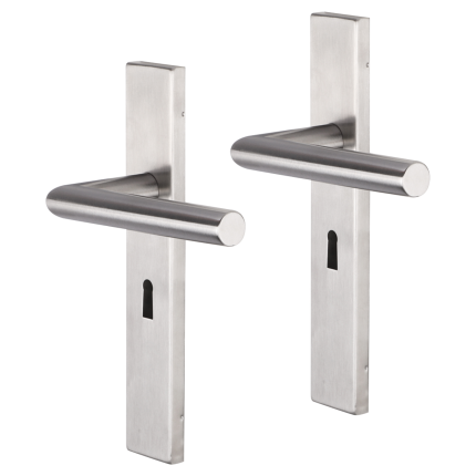 Impresso Harrow deurkruk op schild rechthoekig 226x41x10mm BB56 RVS geborsteld