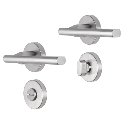 Impresso Kirby deurkruk op rozet 53x9mm RVS geborsteld met toiletgarnituur