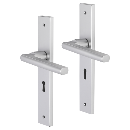 Impresso Leeds deurkruk op schild met schroeven rechthoekig 226x41x10mm BB56 Aluminium