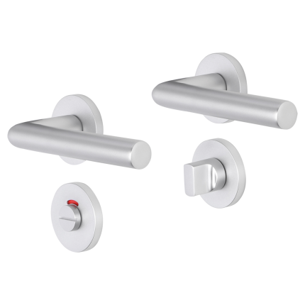 Impresso London deurkruk op rozet 53x9mm Aluminium met toiletgarnituur