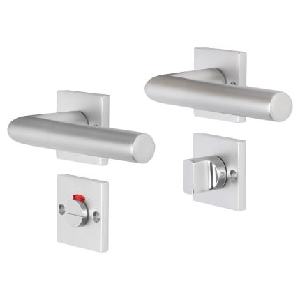 Impresso London deurkruk op rozet met schroeven 53x53x9mm Aluminium met toiletgarnituur