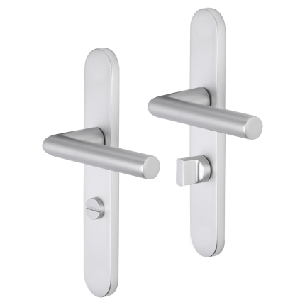 Impresso London deurkruk op schild afgerond 225x41x10mm WC63/8 Aluminium