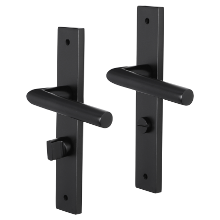 Impresso London deurkruk op schild met schroeven rechthoekig 226x41x10mm WC63/8 Zwart