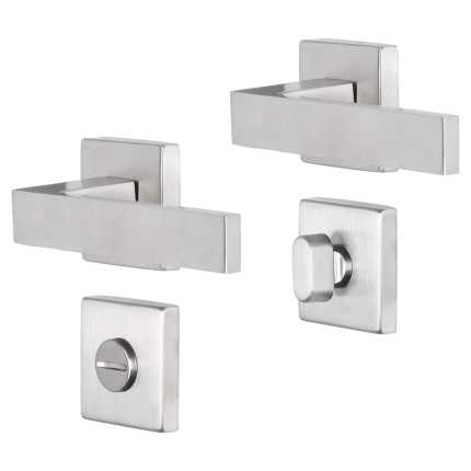 Impresso Luton deurkruk op rozet 53x53x9mm RVS geborsteld met toiletgarnituur