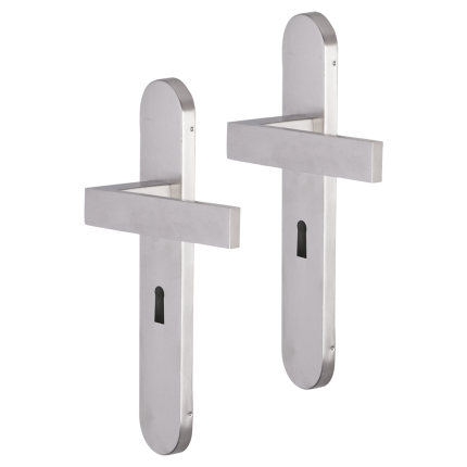 Impresso Luton deurkruk op schild afgerond 225x41x10mm BB56 RVS geborsteld
