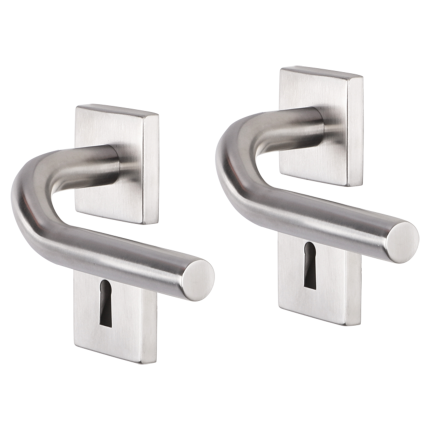 Impresso Newport deurkruk op rozet 53x53x9mm RVS geborsteld met sleutelrozet