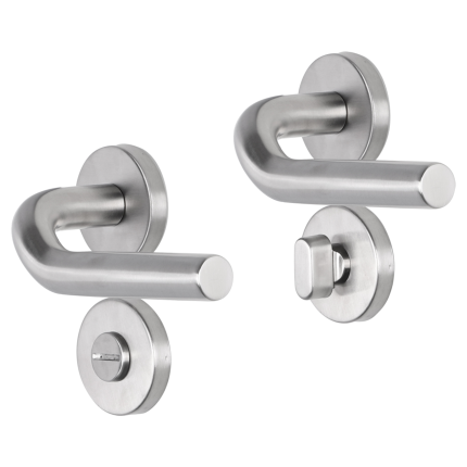 Impresso Newport deurkruk op rozet 53x9mm RVS geborsteld met toiletgarnituur