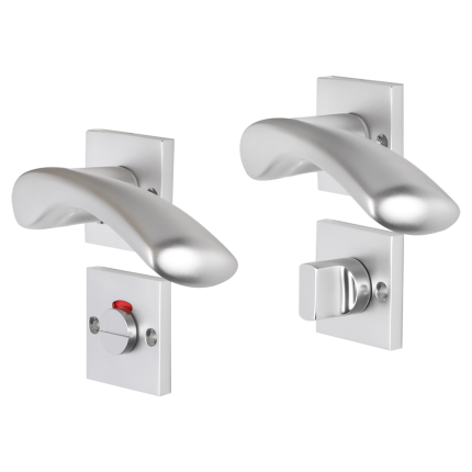 Impresso Oxford deurkruk op rozet met schroeven 53x53x9mm Aluminium met toiletgarnituur