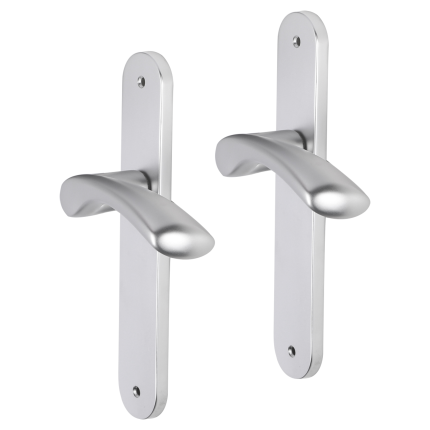 Impresso Oxford deurkruk op schild met schroeven afgerond 225x41x10mm Aluminium