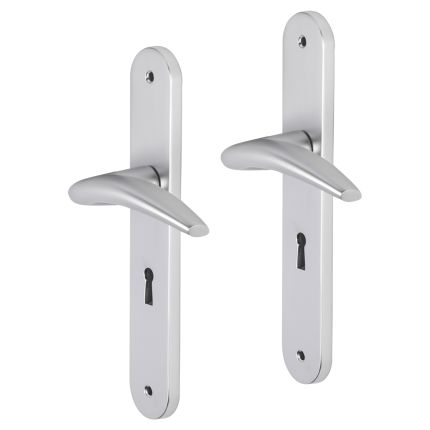 Impresso Oxford deurkruk op schild met schroeven afgerond 225x41x10mm BB56 Aluminium