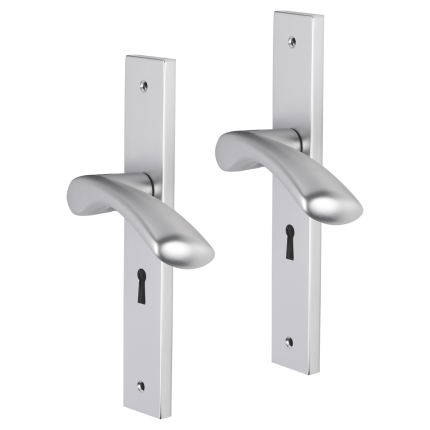 Impresso Oxford deurkruk op schild met schroeven rechthoekig 226x41x10mm BB56 Aluminium