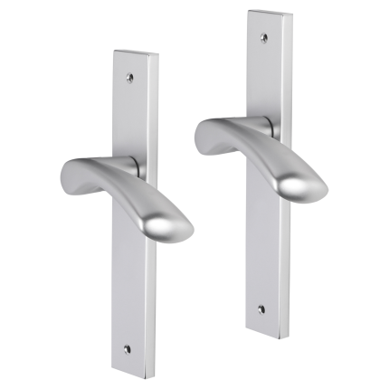 Impresso Oxford deurkruk op schild met schroeven rechthoekig 226x41x10mm blind Aluminium