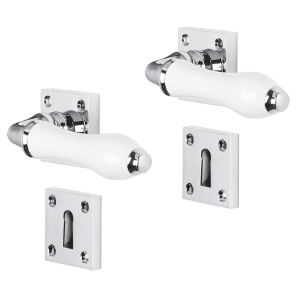 Impresso Perth deurkruk op rozet met schroeven 53x53x9mm Chroom met sleutelrozet