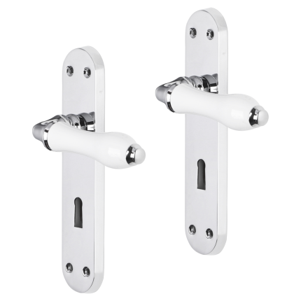 Impresso Perth deurkruk op schild met schroeven afgerond 225x41x10mm BB56 Chroom