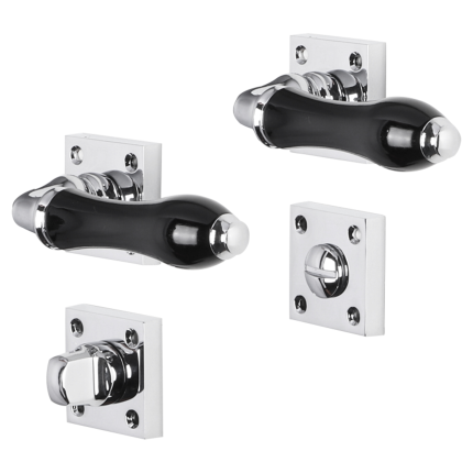 Impresso Petworth deurkruk op rozet met schroeven 53x53x9mm Chroom met toiletgarnituur